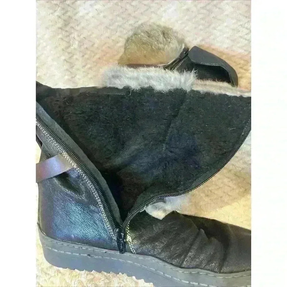 Manas Rabbit Fur & Brown Leather Womens Boots with straps, EU 39, US 8.5 - Picture 9 of 10